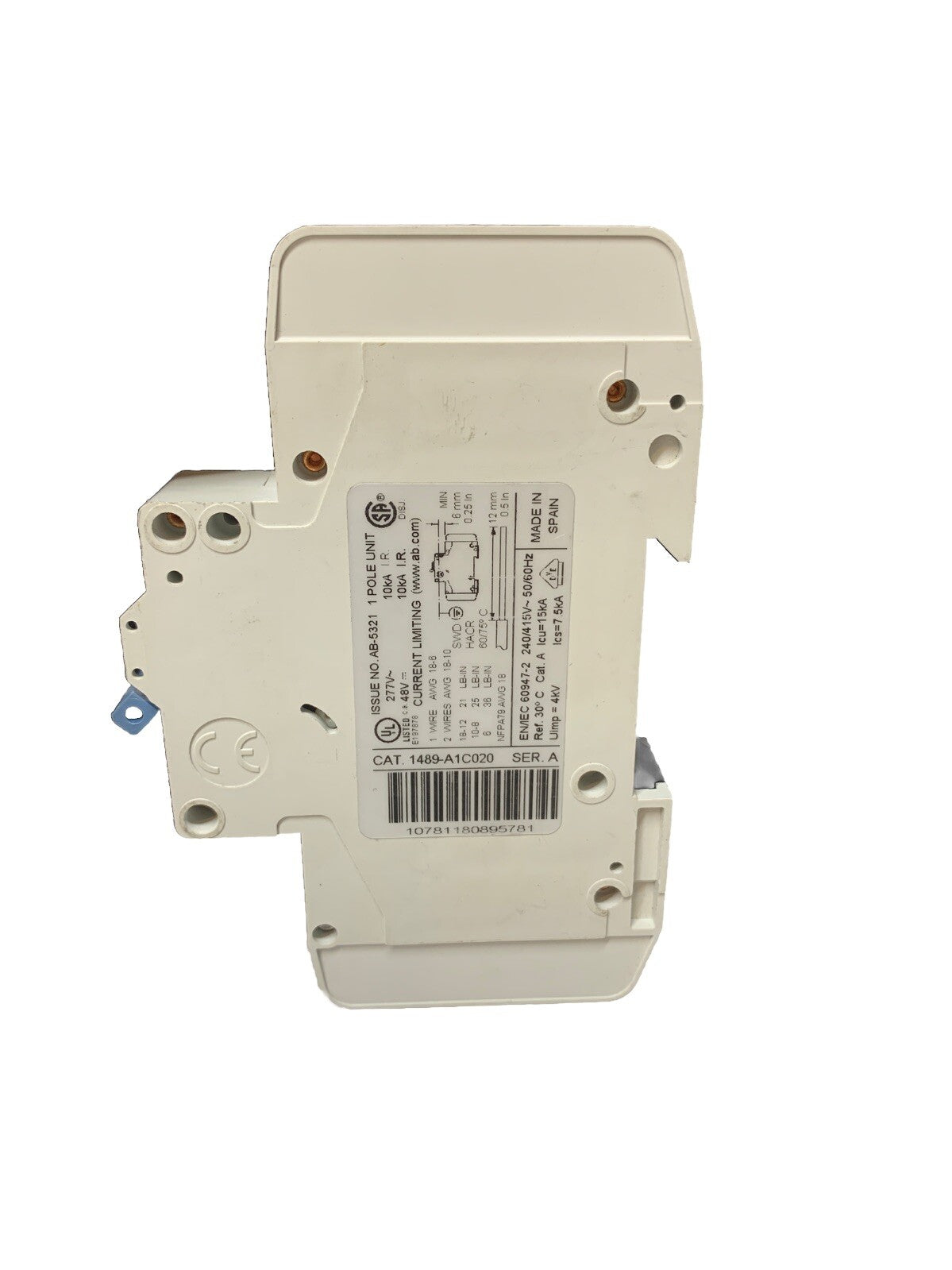 ALLEN BRADLEY 1489-A CIRCUIT BREAKER SER. A 2AMP