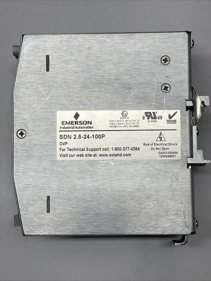 EMERSON SOLA SDN 2.5-24-100P POWER SUPPLY OUPUT 24VDC 2.5A INPUT 115/230VAC
