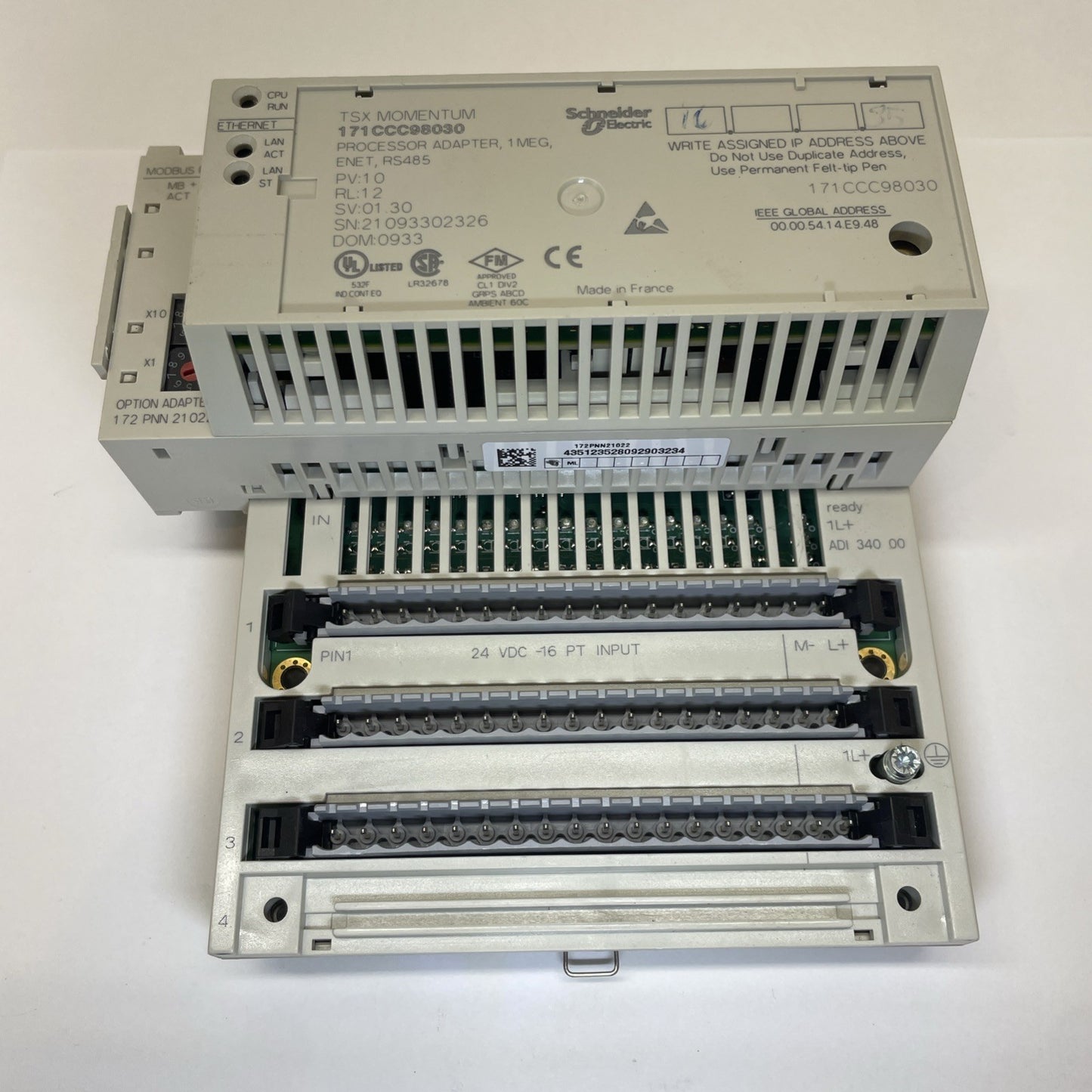 SCHNEIDER ELECTRIC 171CCC98030 PROCESSOR ADAPTER 1 MEG WITH 170ADI34000 I/O BASE