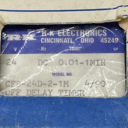 R-K Electronics CFB-24D-2-1M Off-Delay Timer Relay 24 VDC 0.01-1 min