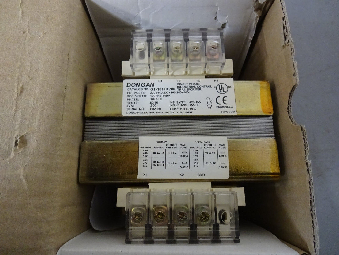 DONGAN GT-10170.286 / GT10170286 / TRANSFORMER 500KVA / NEW IN BOX