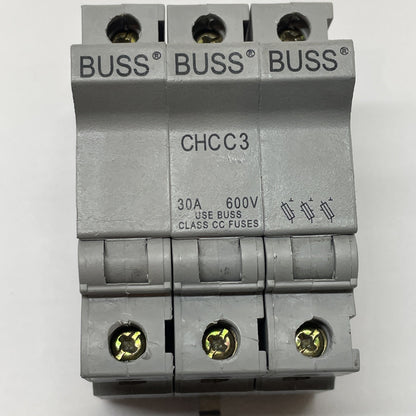 BUSS CHCC3 CIRCUIT BREAKER BUSSMANN 600V 30A WITH (3) LP-CC-5 FUSES