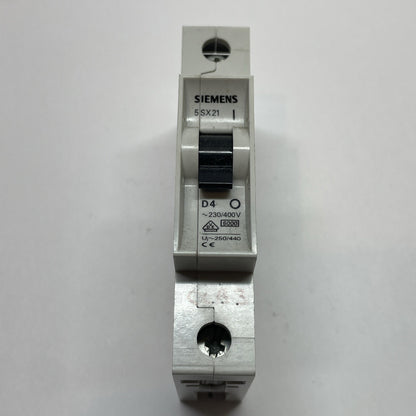 SIEMENS 5SX21 D4 4A Miniature Circuit Breaker 1P 230/400V