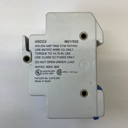 FERRAZ SHAWMUT ULTRASAFE USCC3 M217522 FUSE HOLDER 600V, 30A