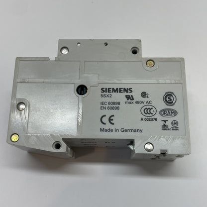 SIEMENS 5SX22-D2 2A D-Curve 2-Pole Circuit Breaker DIN Rail 5SX22D2