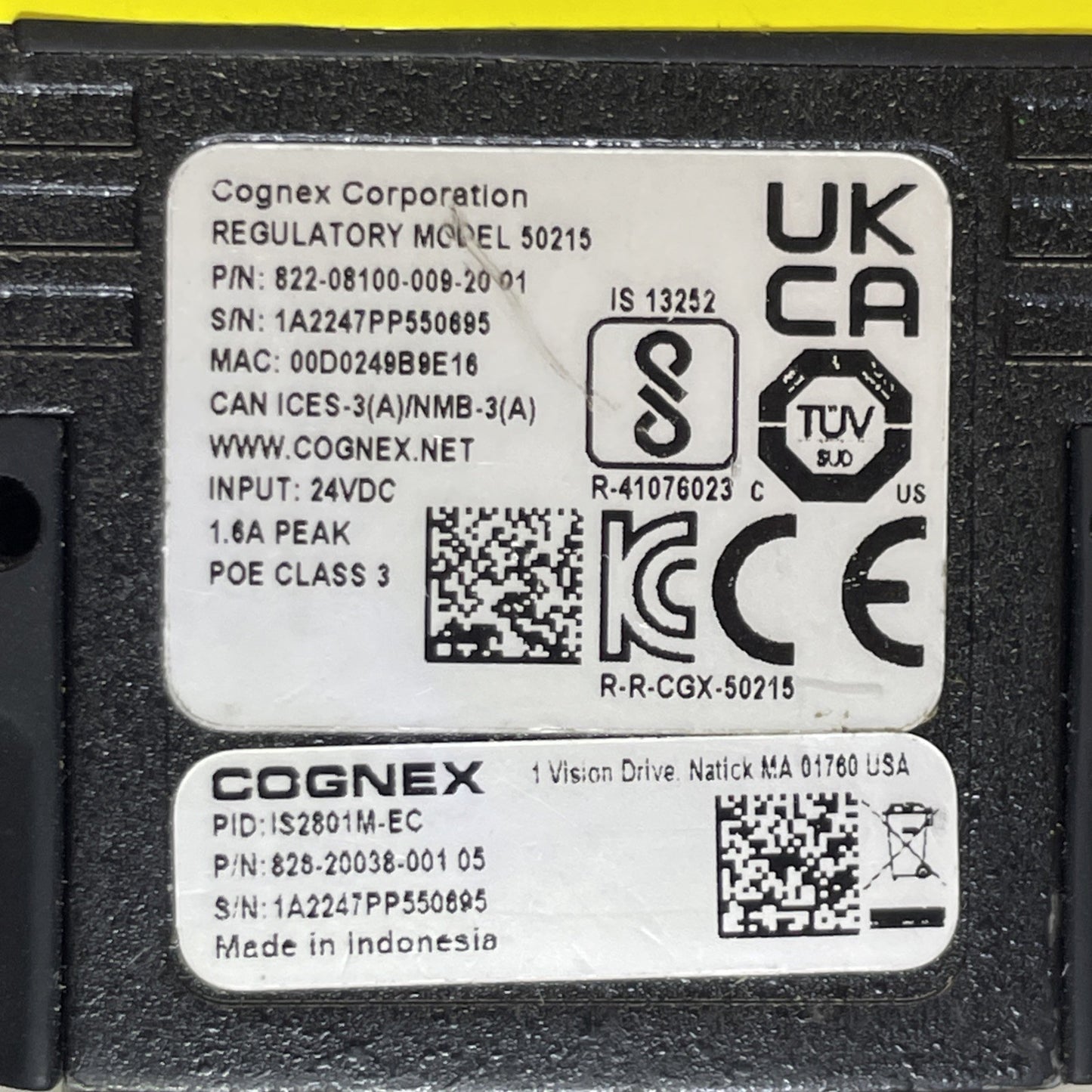 Cognex IS2801M-EC In-Sight 2800 Series Deep Learning AI Vision System Color