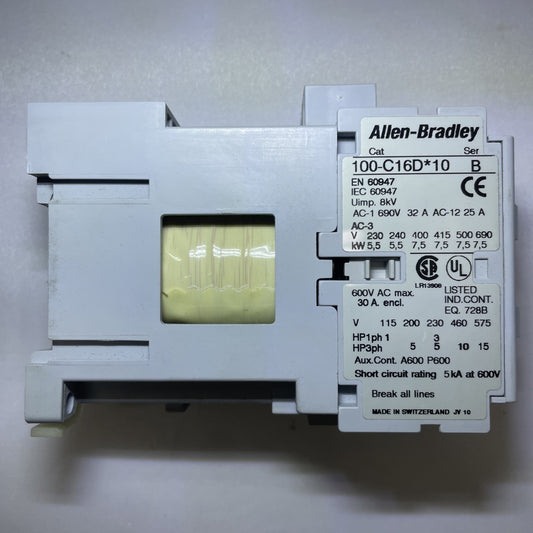 Allen Bradley 100-C16DJ10 Contactor 100-C16D*10 24V DC Diode Coil
