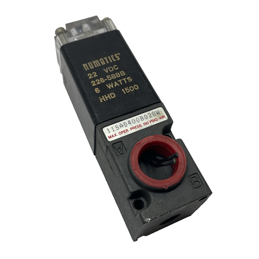Numatics 226-588B / 11SAD400B028W Solenoid Valve 22 VDC 6W 150 PSI