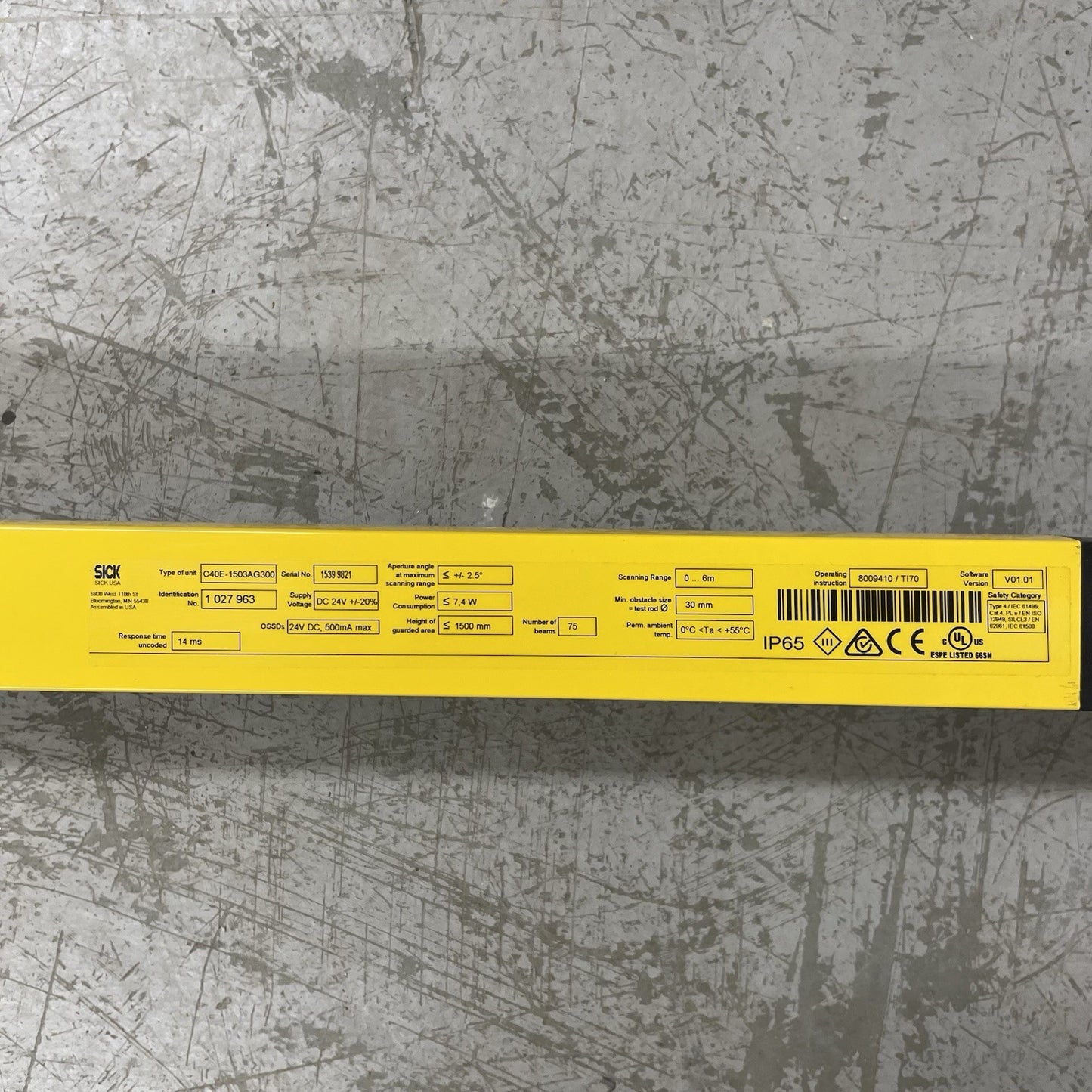 SICK C40E-1503AG300 Safety Light Curtain Receiver C4000 Basic Plus 1500mm