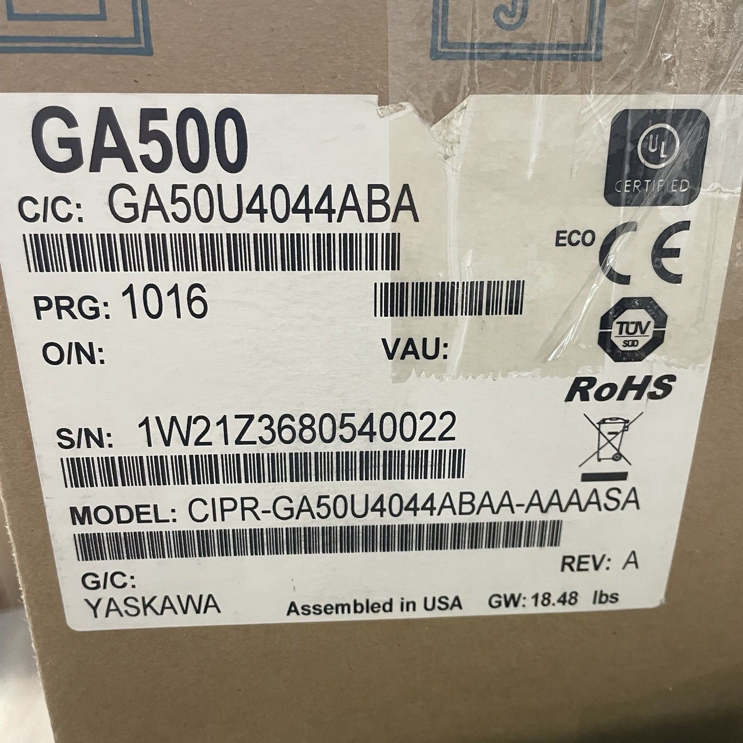 Yaskawa GA500 AC Inverter Drive CIPR-GA50U4044ABAA-AAAASA (380-480V 44A)