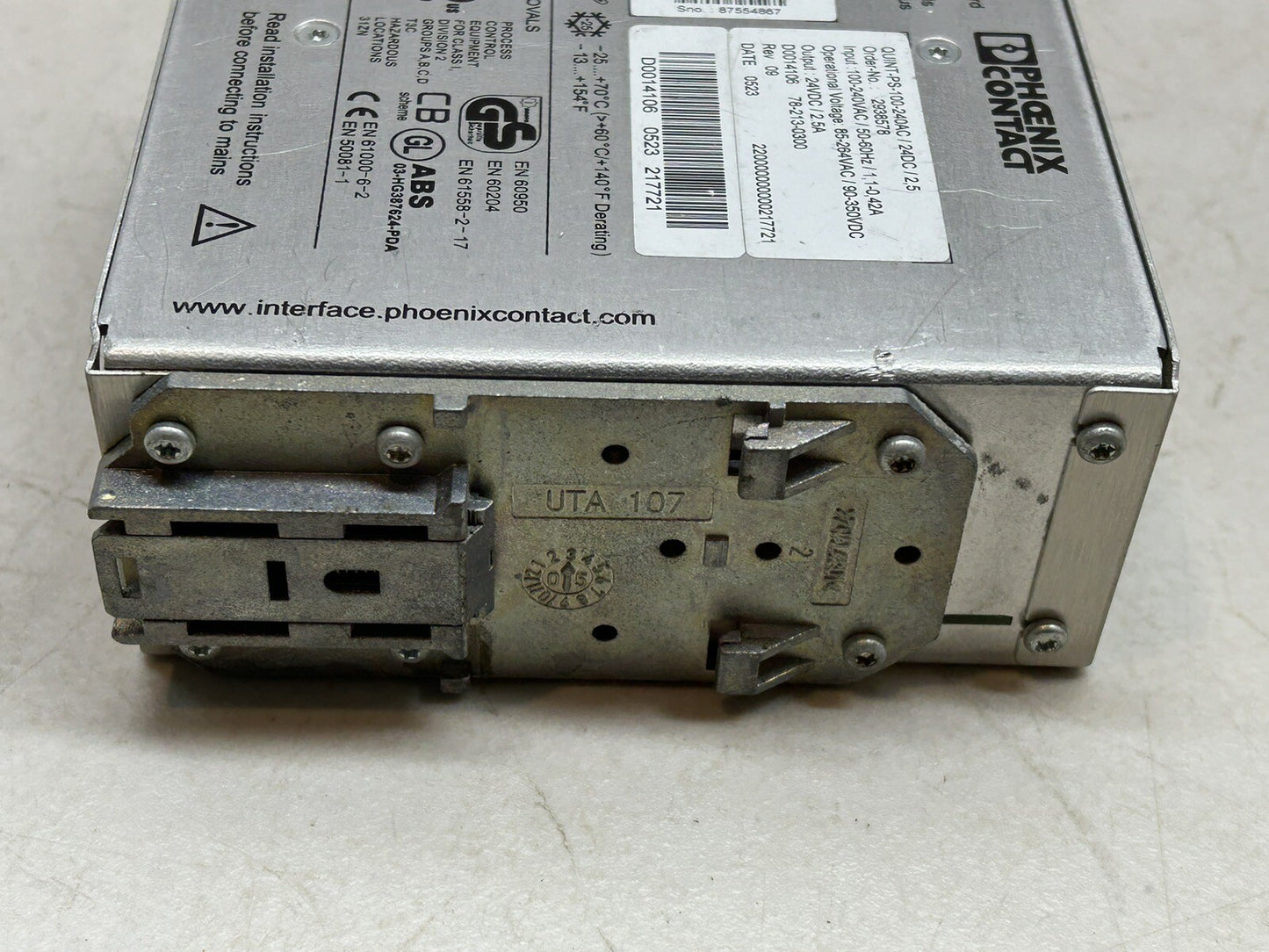 PHOENIX CONTACT QUINT-PS-100-240AC/24DC/2.5 POWER SUPPLY 1.1-0.42AMP 100-240VAC