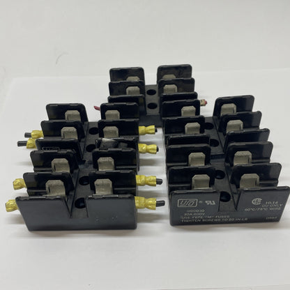 (LOT OF 5) Bussman M60030 Fuse Holder Block 30A 600V Type M Fuses 10-14 AWG Wire