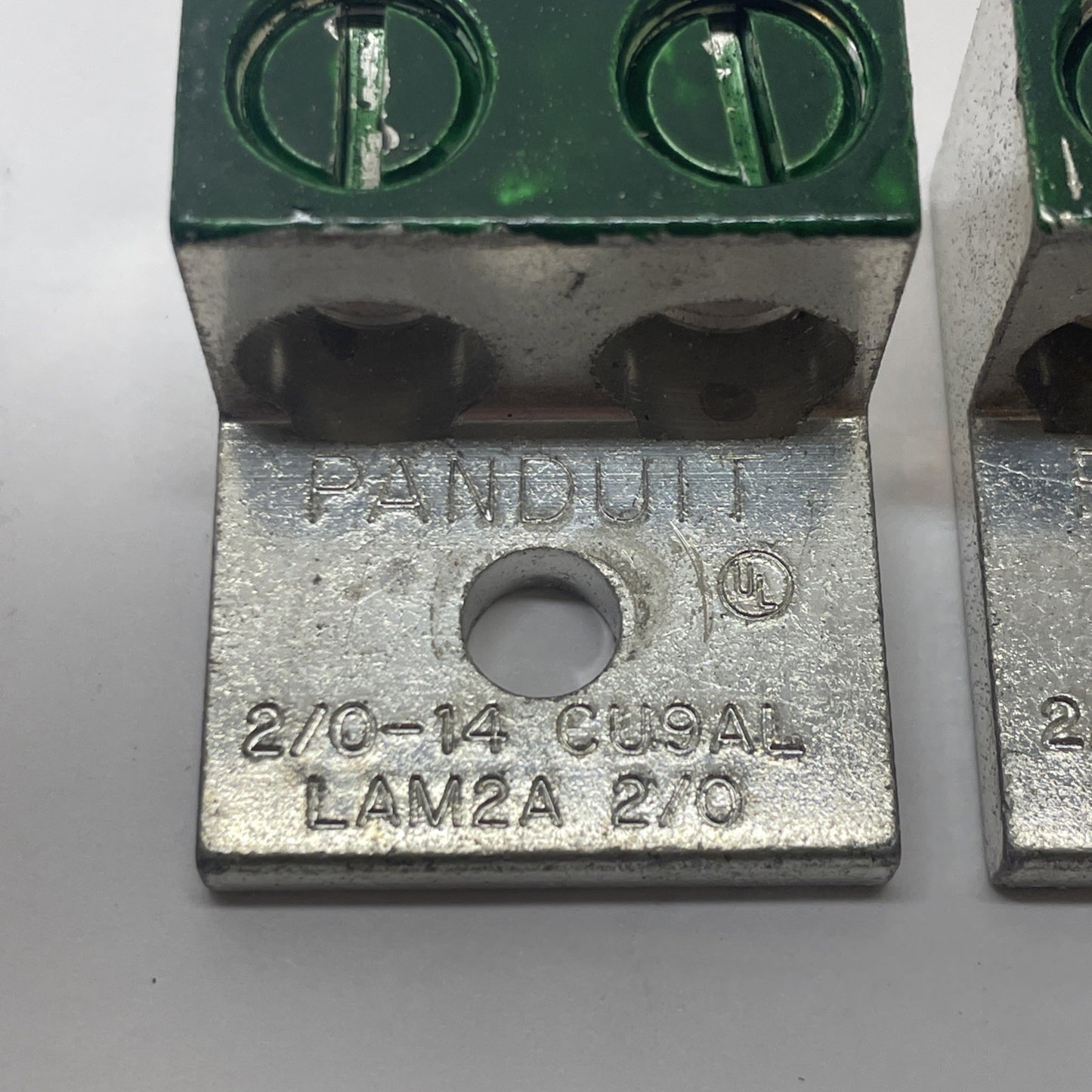 LOT OF 2 PANDUIT  2/0-14 CU9AL, LAM2A 2/0, MECHANICAL LUG, 1 HOLE, 2 BARREL