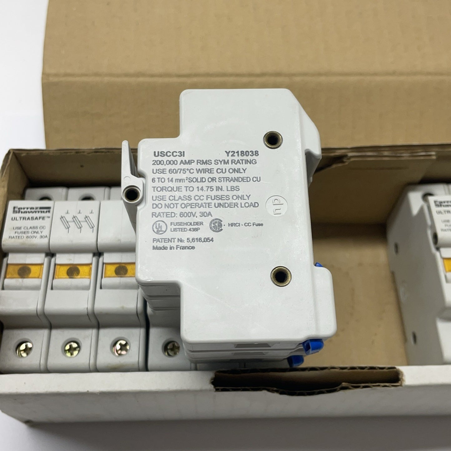 (LOT OF 4) Ferraz Shawmut Ultrasafe USCC3I Y218038 3-Pole Fuse Holder 600V 30A