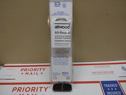 ATTWOOD 5122-08-7 / ALL-ROUND LIGHT FROSTED GLOBE  8” FIXED BASE MARINE / NEW