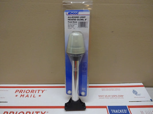 ATTWOOD 5122-08-7 / ALL-ROUND LIGHT FROSTED GLOBE  8” FIXED BASE MARINE / NEW