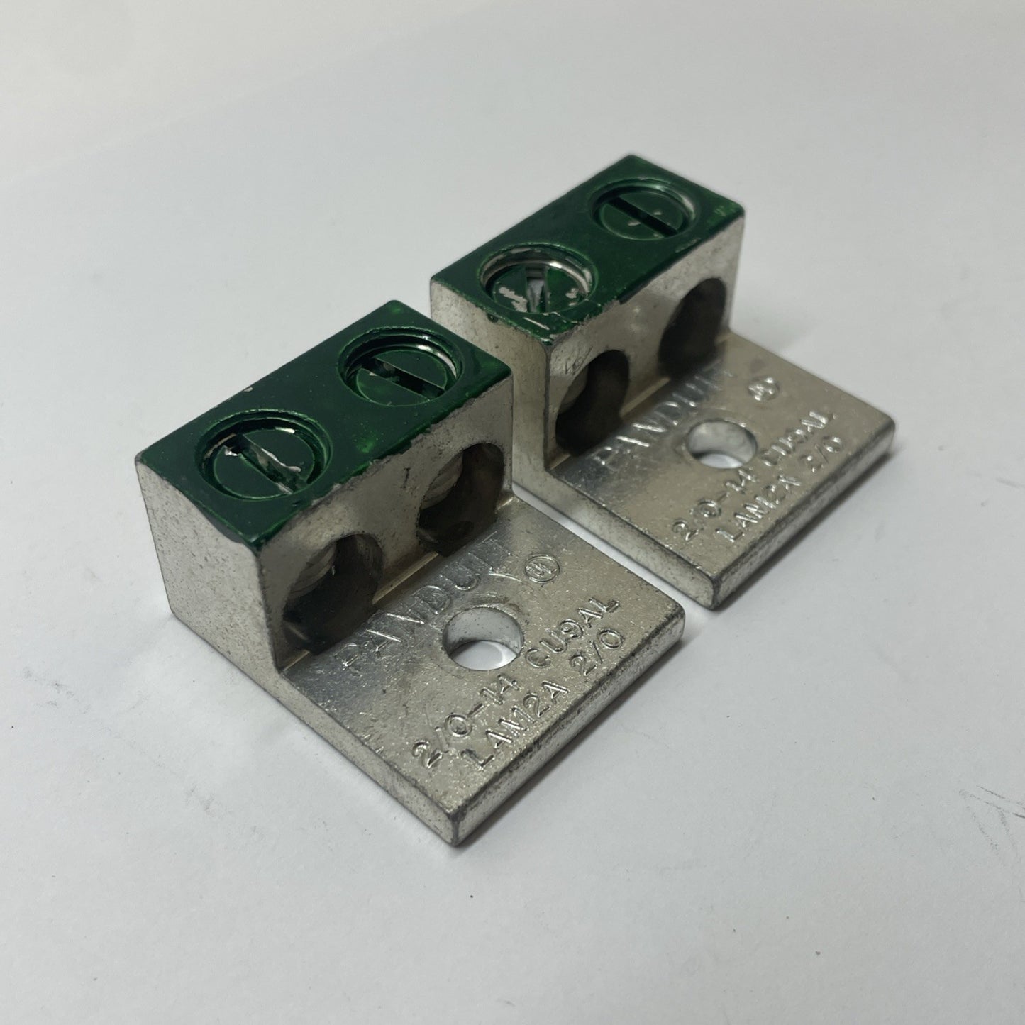 LOT OF 2 PANDUIT  2/0-14 CU9AL, LAM2A 2/0, MECHANICAL LUG, 1 HOLE, 2 BARREL