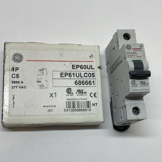 General Electric Ge EP61ULC05 Miniature Circuit Breaker 1p 6000 Amp 277 VAC