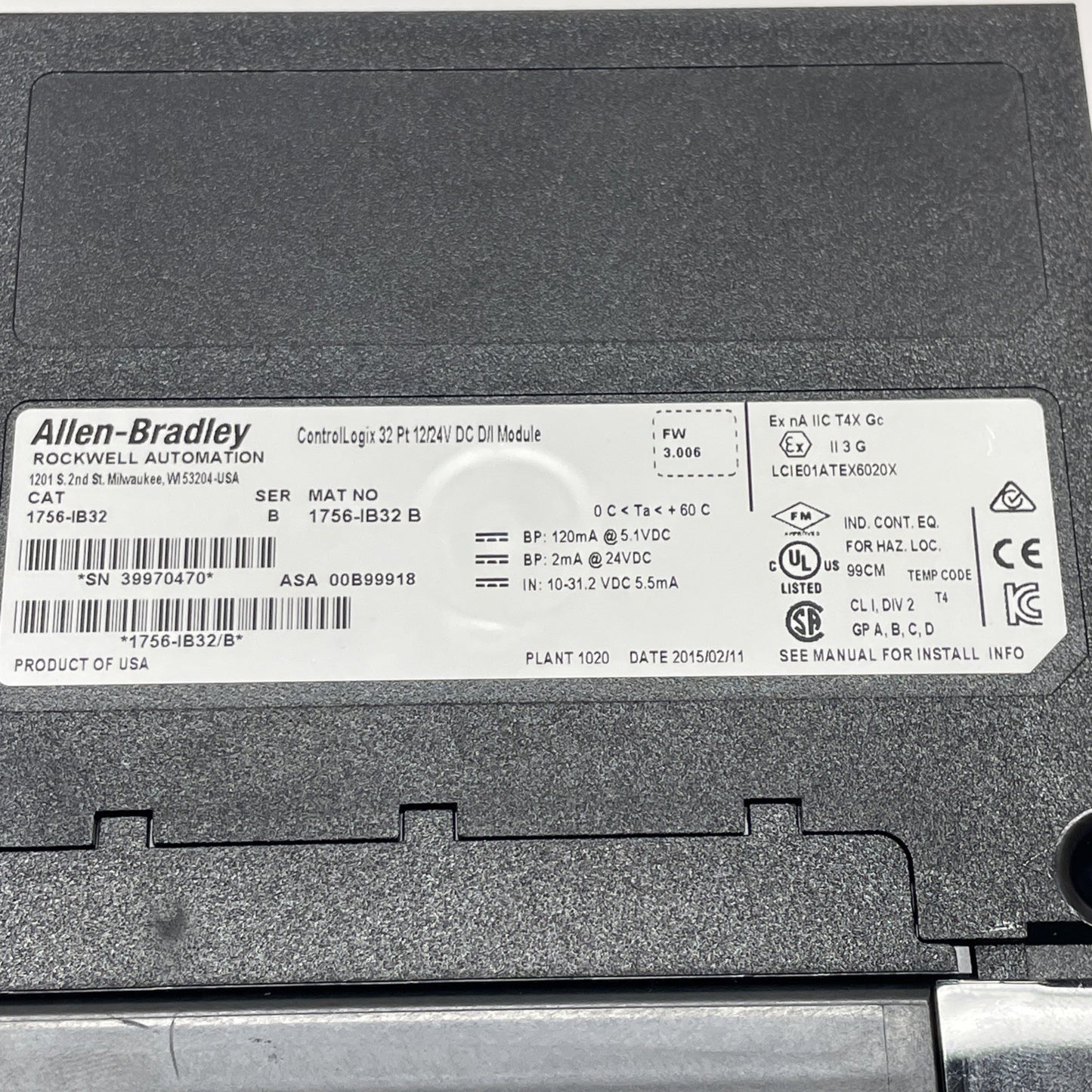 Allen-Bradley 1756-IB32 ControlLogix 32-Point DC Input Module