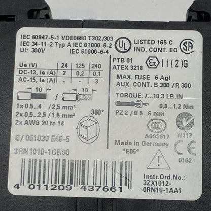 Siemens 3RN1010-1CB00 SIRIUS Motor Protect Relay 24V AC/DC