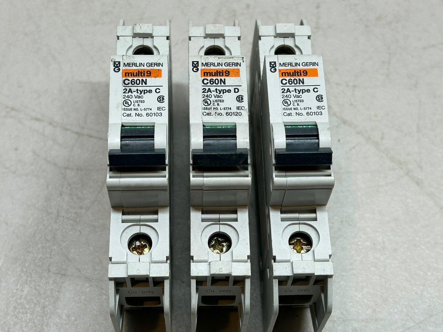 MERLIN GERIN 60103 2A MULTI9 1 POLE CIRCUIT BREAKER LOT OF 2 / + BONUS (1) 60120