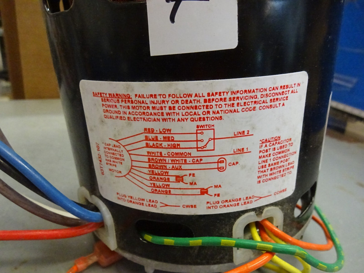 AO SMITH 9604 HE3L161 HE3L161N PERMANENT SPLIT CAPACITOR HP 1/2-1/3-1/4 RPM 1075