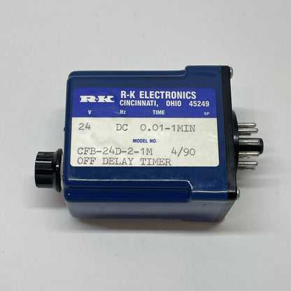 R-K Electronics CFB-24D-2-1M Off-Delay Timer Relay 24 VDC 0.01-1 min