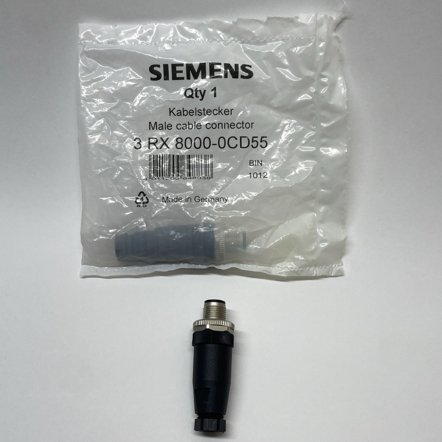 SIEMENS 3RX8000-0CD55 M12 5-Pole Straight Male Plug Connector - NEW SEALED