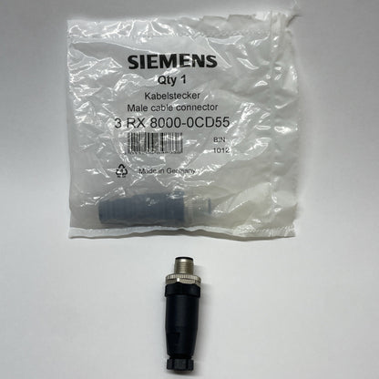 SIEMENS 3RX8000-0CD55 M12 5-Pole Straight Male Plug Connector - NEW SEALED