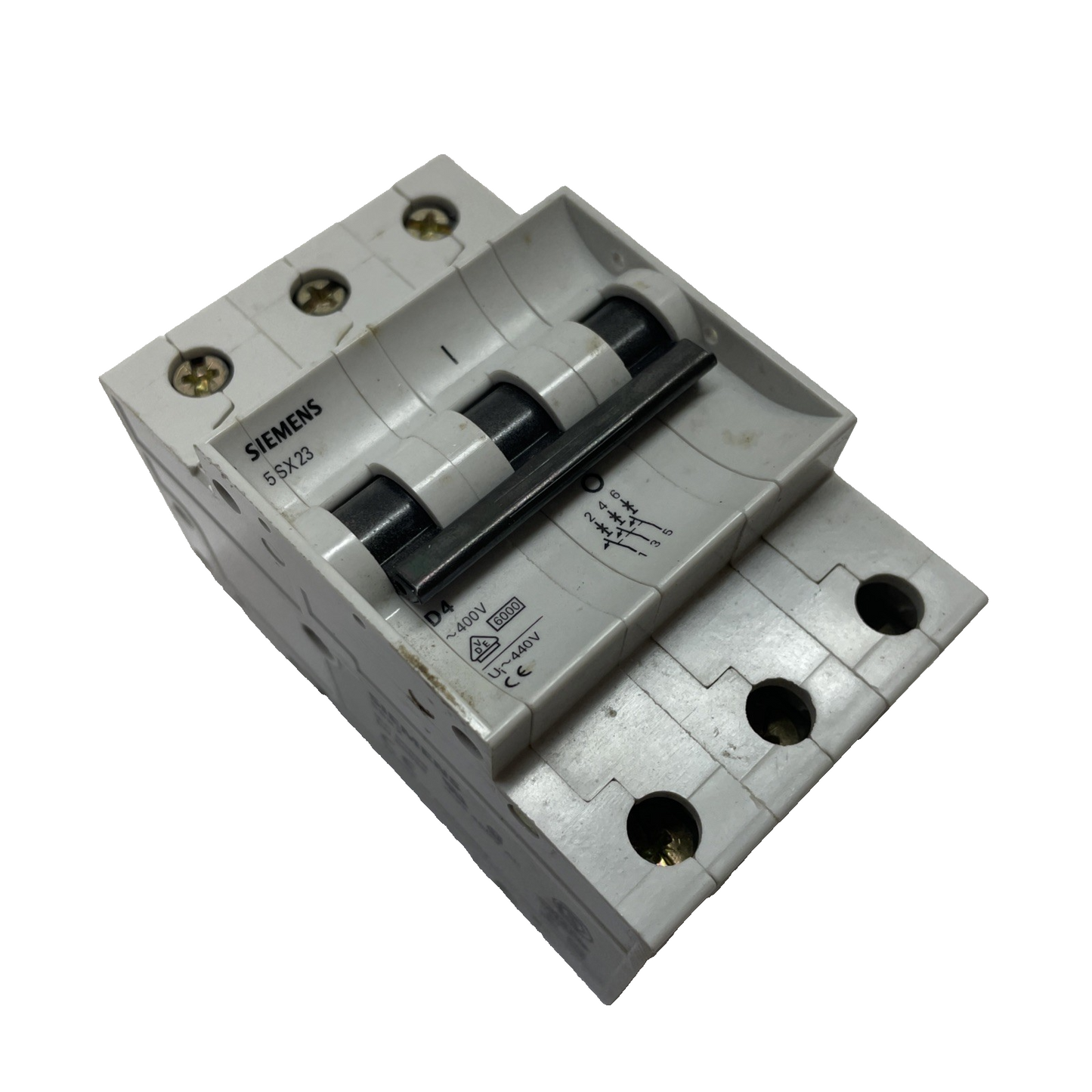 Siemens 5SX23 D4 4A 3-Pole MCB 480V DIN Breaker