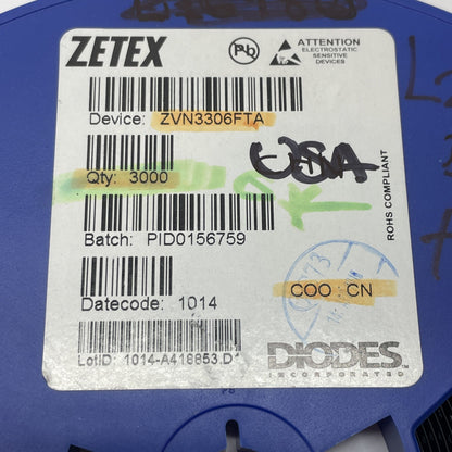 (LOT OF 2000+) ZVN3306FTA N-CH MOSFET 60V 150 mA SOT-23 Diodes Zetex Transistor
