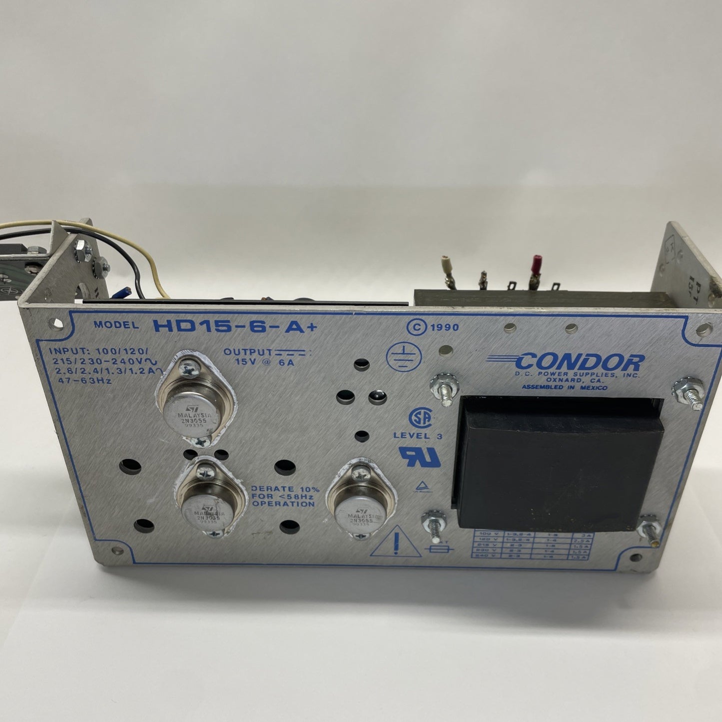 Condor HD15-6-A+ Power Supply Output 6A 15VDC, Input 100-240VAC