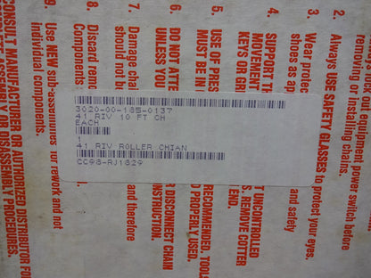 BROWNING 41 RIV 10 FT / 41RIV RIVETED ROLLER CHAIN / NEW