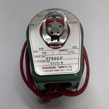 ASCO RED HAT 8340A3 SOLENOID VALVE 1/4" PIPE 19.7 Watt 100 Psi