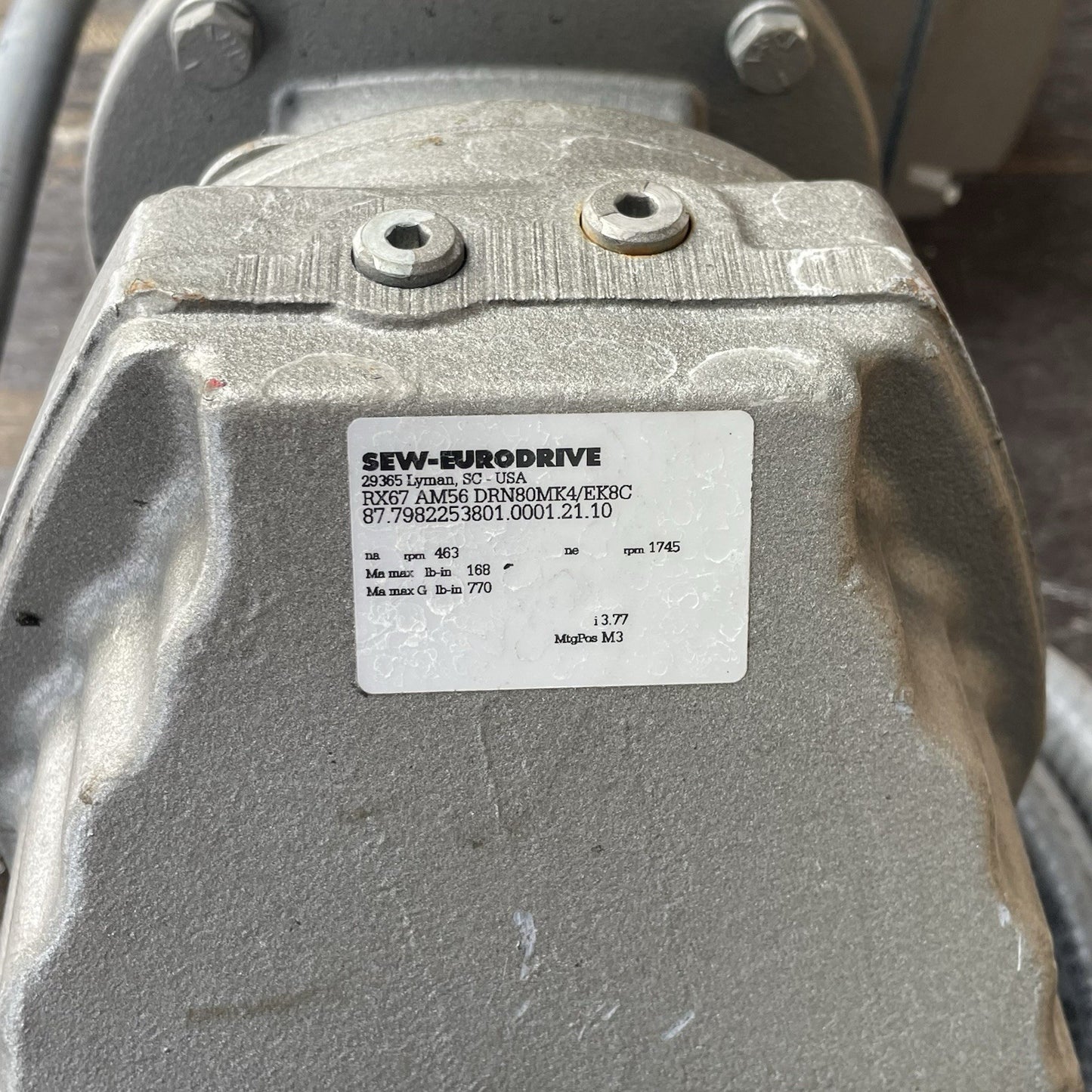 SEW-EURODRIVE RX67 AM56 DRN80MK4/EK8C AC Gearmotor w/  Incremental HTL Encoder