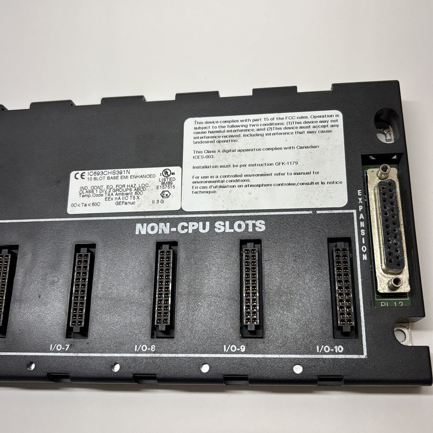 GE Fanuc IC693CHS391N Series 90-30 10-Slot EMI Enhanced PLC Baseplate