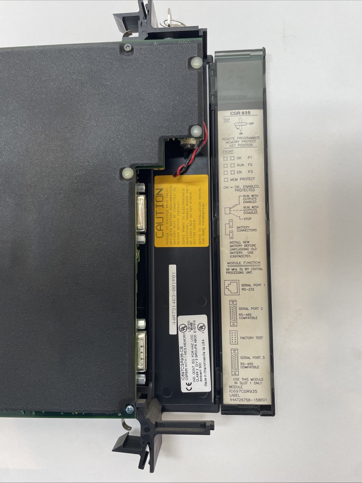 FANUC IC697CGR935-CB CENTRAL PROCESSOR UNIT (W/ KEYS) CGR935 WITH 1 MEG MEMORY