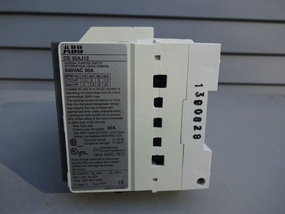ABB 1SCA022548R9810 / 0S30AJ12 / 30AMP TYPE HRC FUSE SWITCH / NEW IN BOX