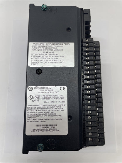 GE Fanuc IC660BBD024 I/O Block Assembly 32-Circuit 12-24 VDC (EBD024S + TBD024M)