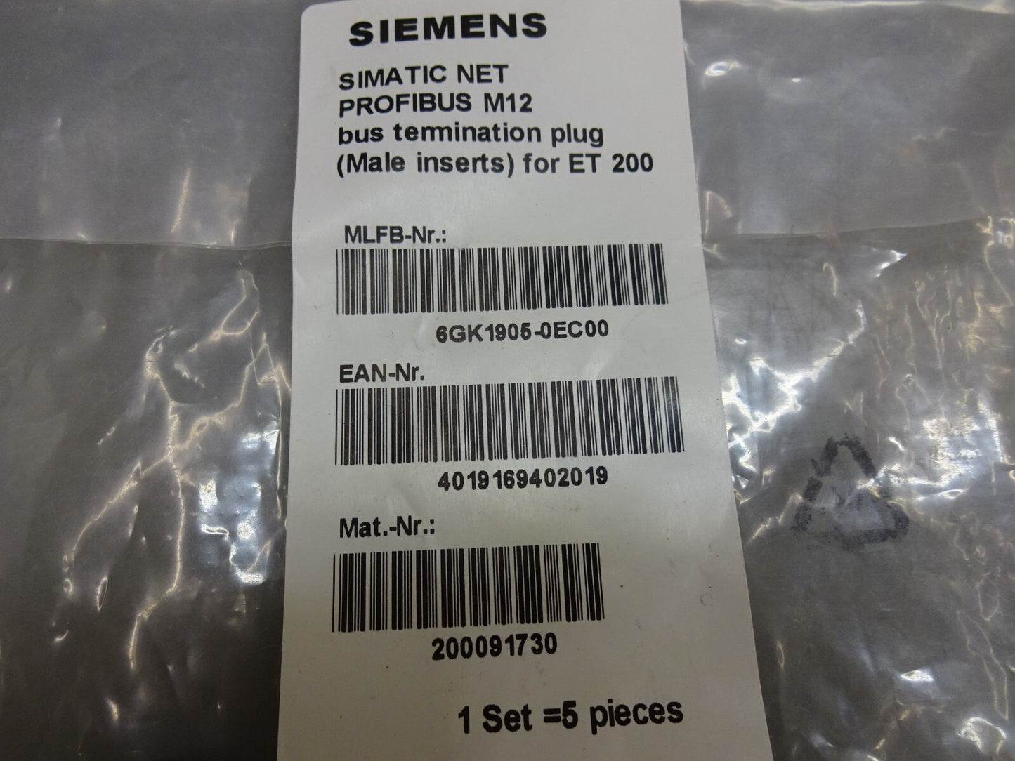 NEW 5 PCS SIEMENS 6GK1905-0EC00 SIMATIC  PROFIBUS M12 BUS TERMINATION MALE PLUG