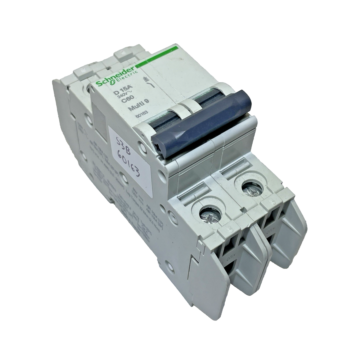 SCHNEIDER 60163  2 POLE MINIATURE CIRCUIT BREAKER C60 D15A MULTI 9 / 240V