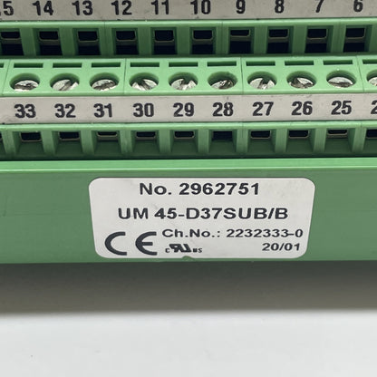 Phoenix UM 45-D37SUB/B Interface Module 37-Pos Termination Board (2962751)