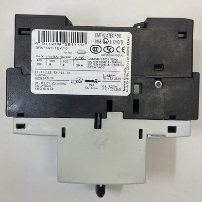 SIEMENS 3RV1021-1BA10 SIRIUS MANUAL MOTOR STARTER 1.4-2A
