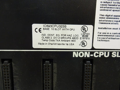 GE FANUC IC693CPU323 / IC693CPU323S 10 SLOT BASE WITH CPU