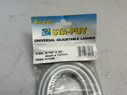 STAR BRITE 67248 STA-PUT 5/16" X 48" PACK OF 3 UNIVERSAL ADJUSTABLE LASHES / NEW