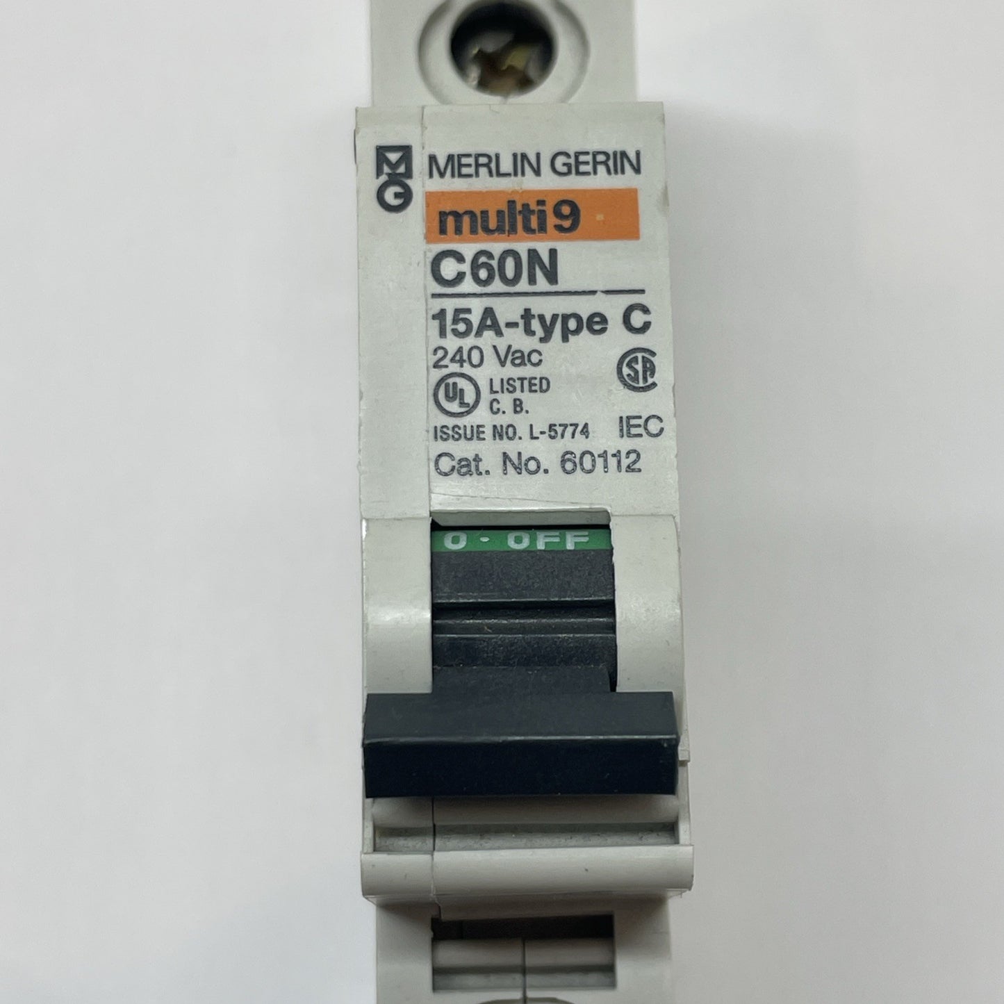 Merlin Gerin Multi9 C60N 60112 1-Pole Type C 15A Miniature Circuit Breaker