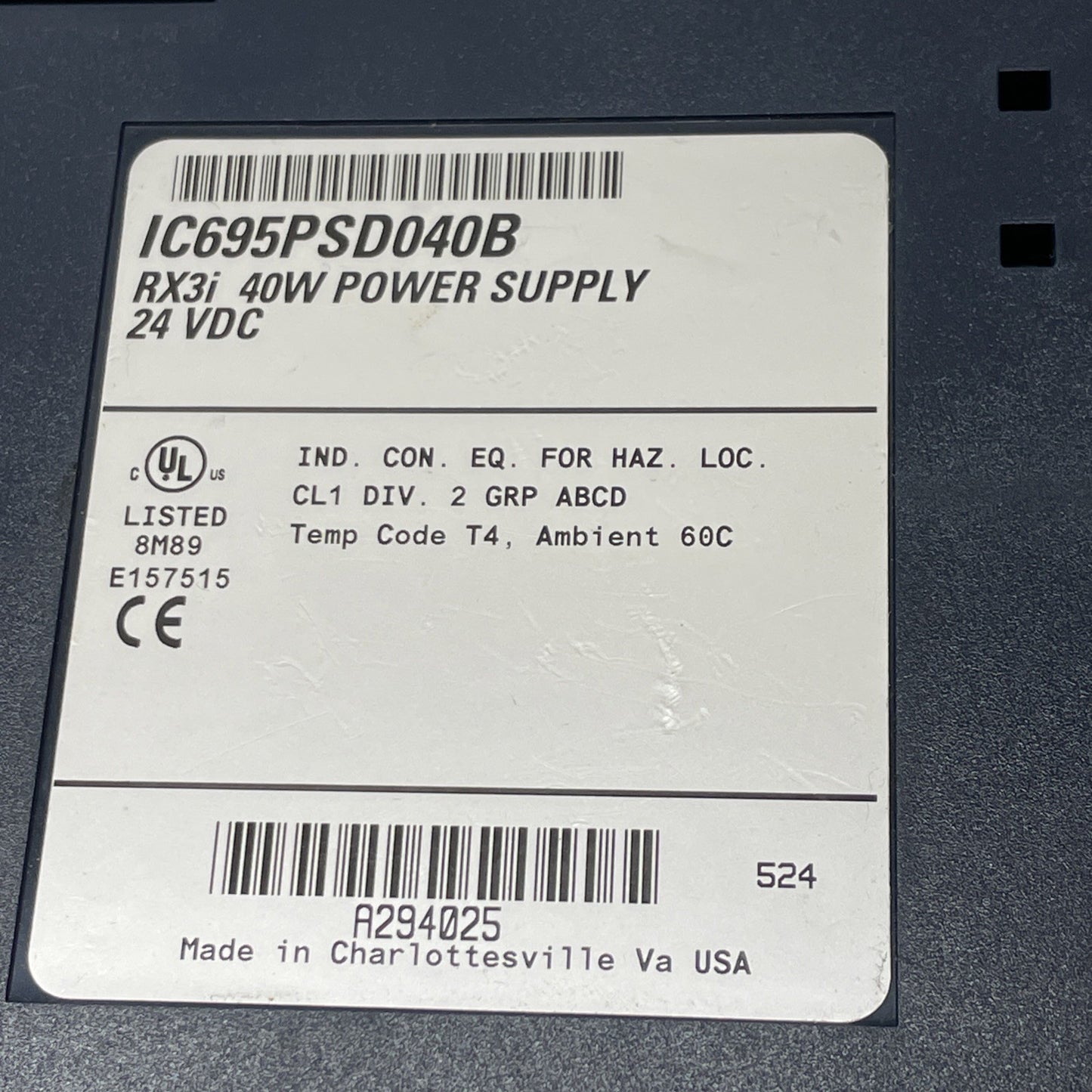 IC695PSD040B 40 W DC Power Supply Module (RX3i / PACSystems)