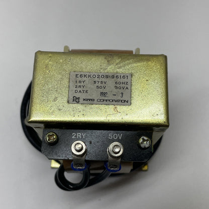 KITO E6KK020S-96161 VOLTAGE TRANSFORMER 30VA 575V-AC 50V-AC D632814