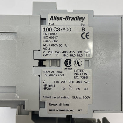 Allen-bradley 100-C37*00 Ser. B Contactor With 193-EA1HC Ser. B Overload Relay