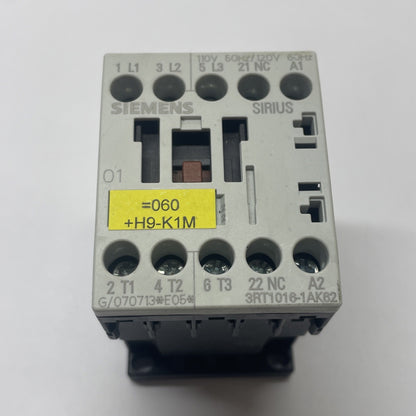 Siemens 3RT1016-1AK62 Contactor 3-Pole, 120 V AC Coil
